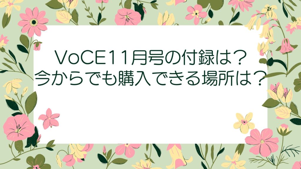 VoCE11月号の付録は？今からでも購入できる場所は？ | あおい美容☆